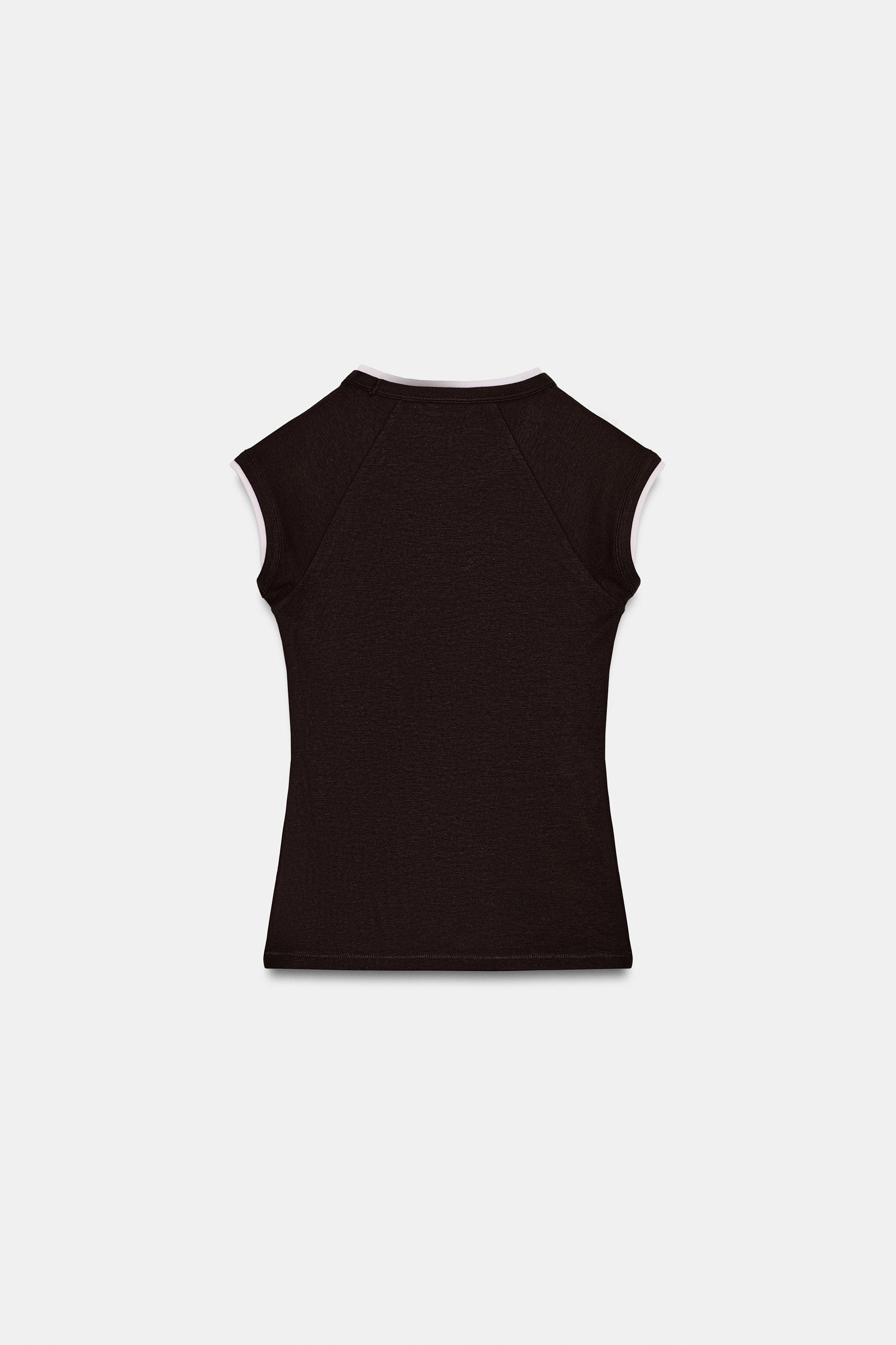 T-SHIRT EFFET DOUBLE MANCHE COURTE